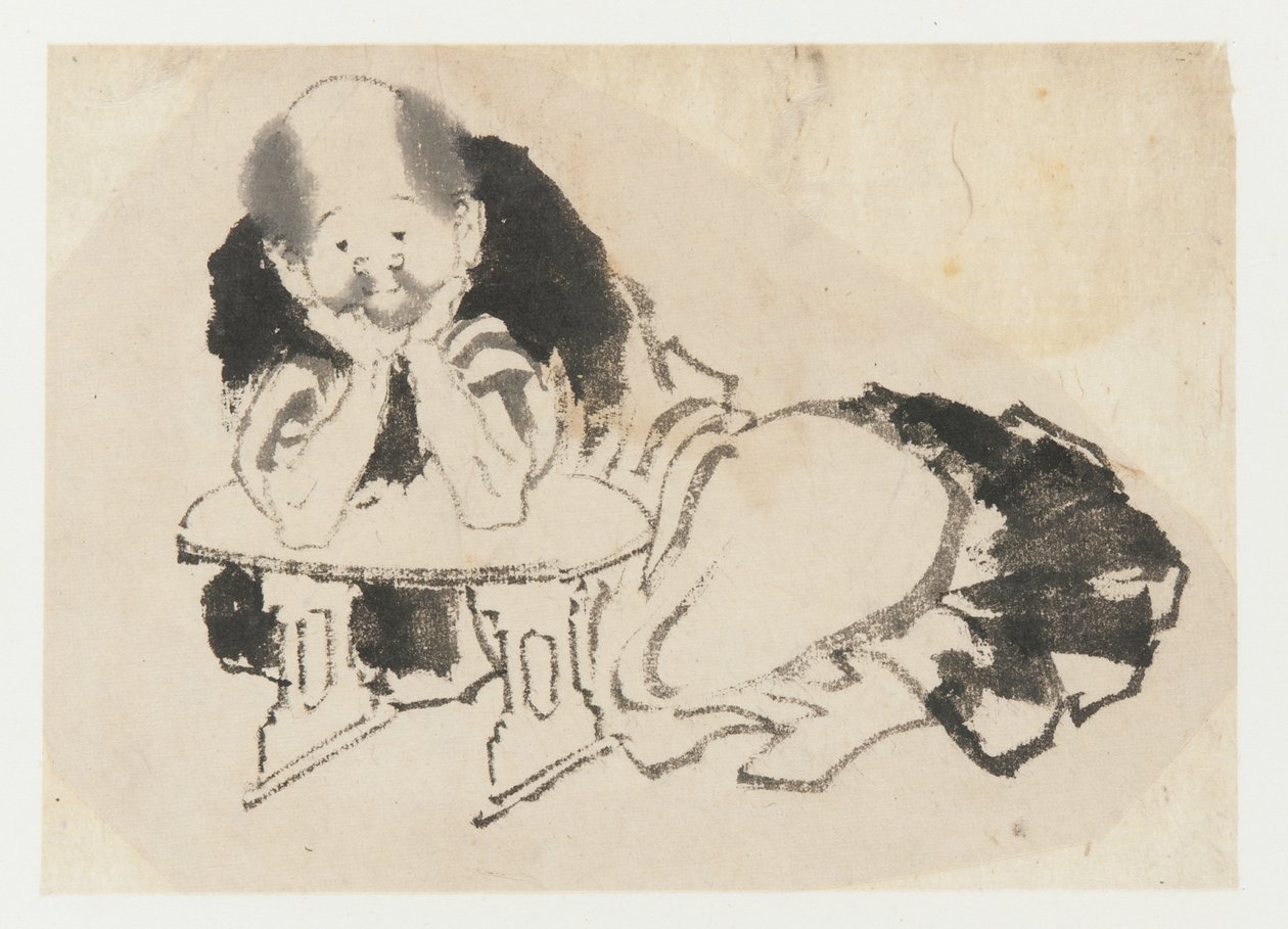 Mann, der mit einer Armlehne sitzt, Edo-Periode, 19. Jahrhundert von Katsushika Hokusai