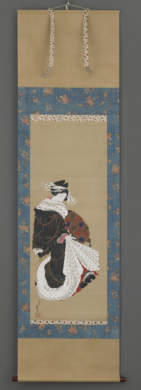 Porträt einer gehenden Kurtisane, ca. 1815-19 von Katsushika Hokusai