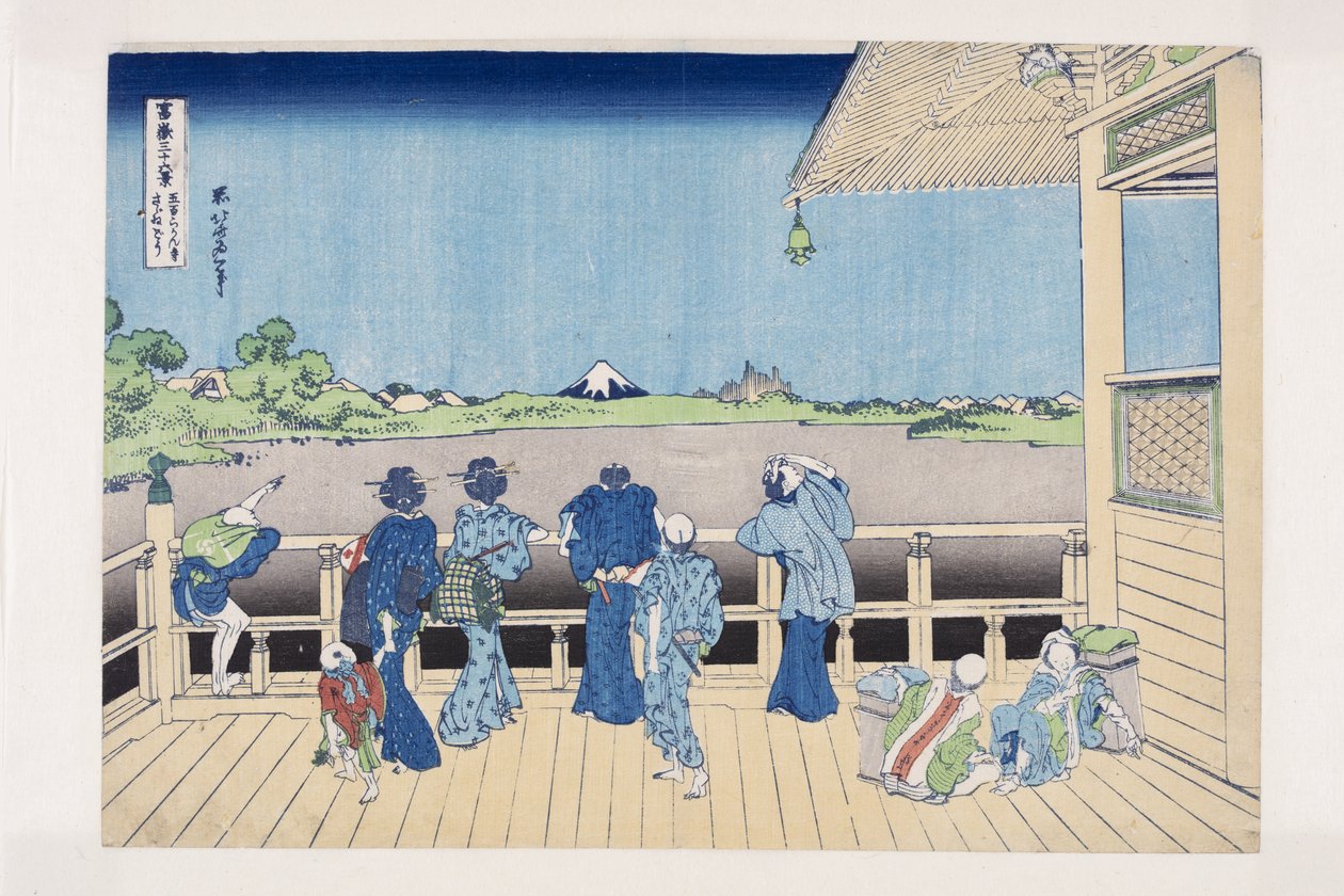 Sazai-Halle des Tempels der fünfhundert Arhats (Farbholzschnitt) von Katsushika Hokusai