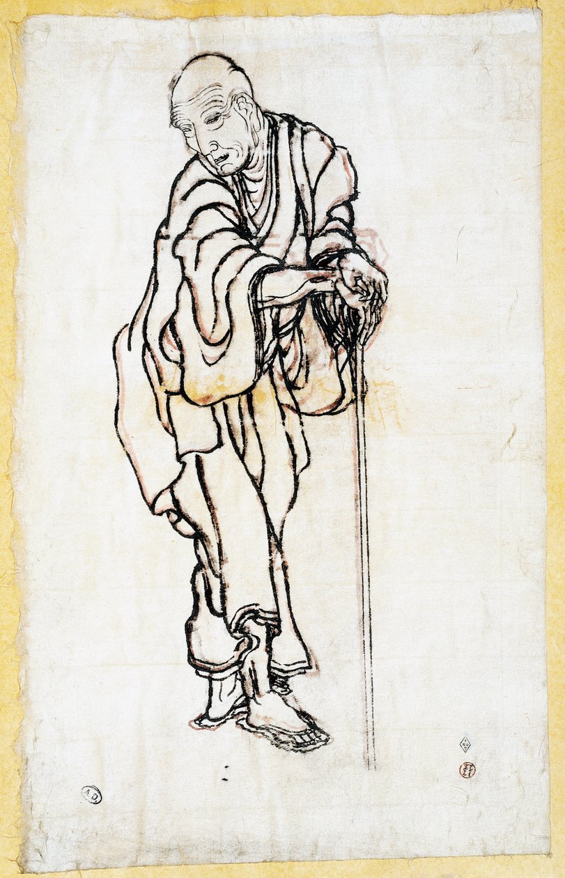 Selbstporträt als alter Mann, ca. 1840-49 von Katsushika Hokusai