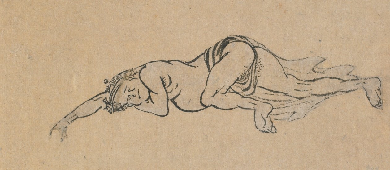 Schlafender Mann, spätes 18. - frühes 19. Jahrhundert von Katsushika Hokusai