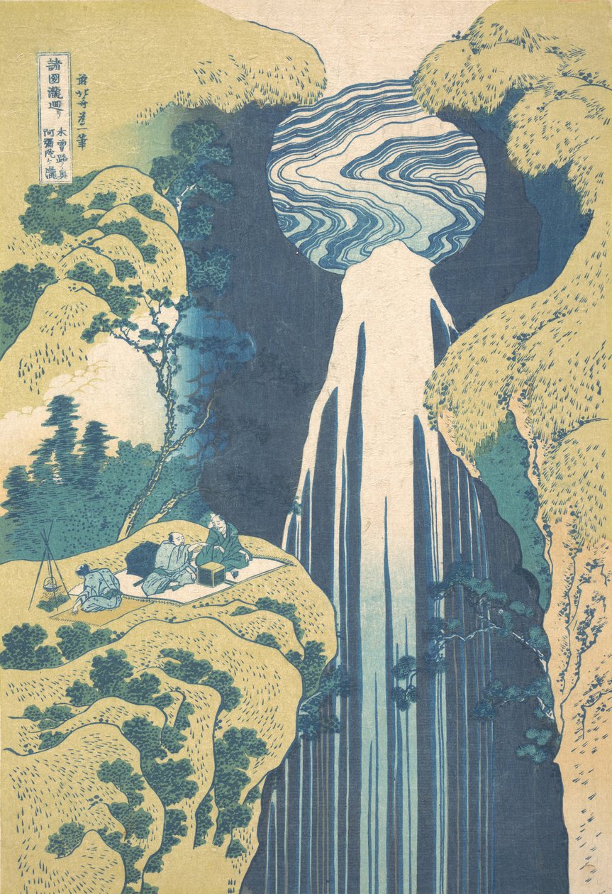 Die Amida-Fälle in den fernen Bereichen der Kisokaido-Straße Kisoji no oku Amida-ga-taki..., ca. 1827 von Katsushika Hokusai