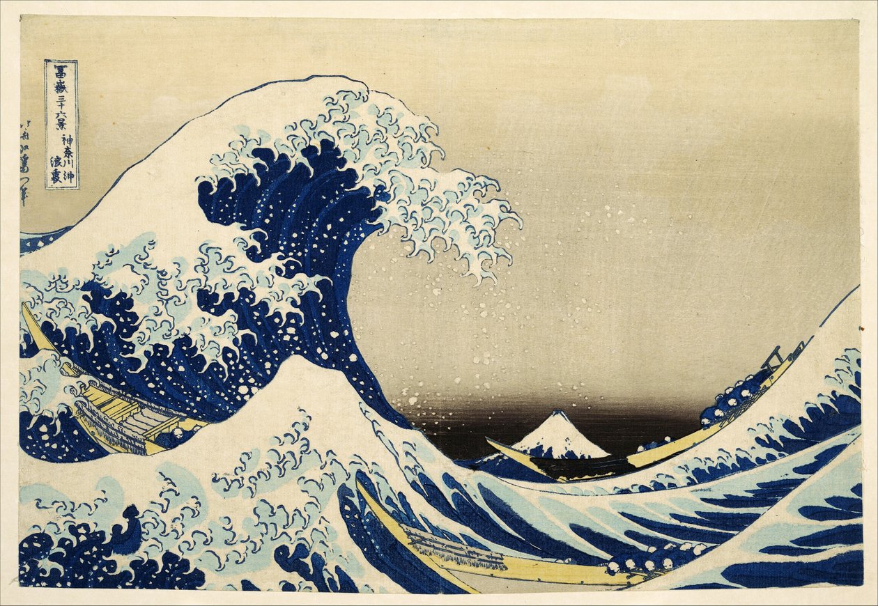 Die große Welle vor Kanagawa aus der Serie 36 Ansichten des Berges Fuji; 1831 von Katsushika Hokusai