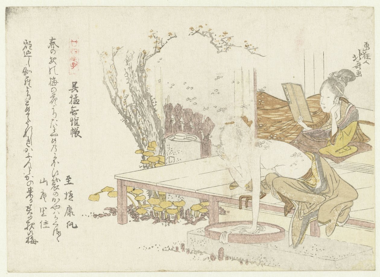 Zwei Frauen als Gomô und Kijichô von Katsushika Hokusai