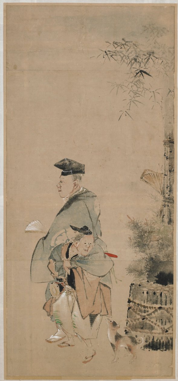 Zwei Unterhalter spazieren am Neujahr, Edo-Periode, ca. 1798-1801 von Katsushika Hokusai