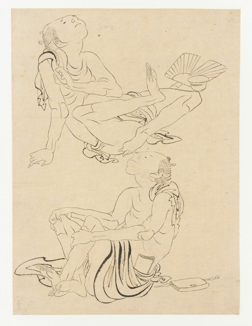 Zwei Männer entspannen sich im Sommer, Edo-Periode, 19. Jahrhundert von Katsushika Hokusai