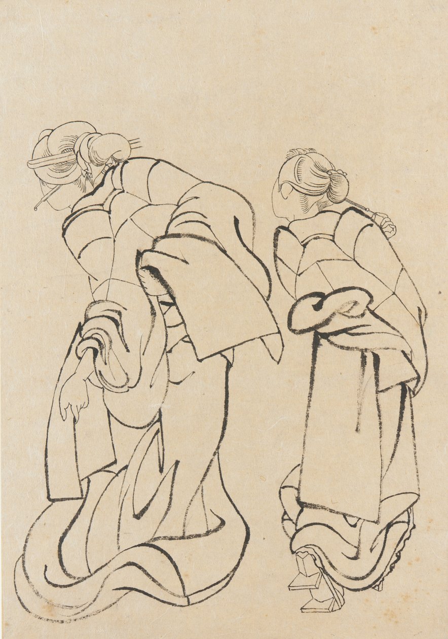 Zwei Frauen, spätes 18. - frühes 19. Jahrhundert von Katsushika Hokusai