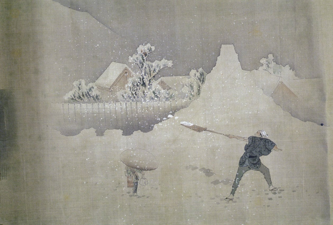 Blick auf den Berg Fuji, aus der bemalten Schriftrolle Zwölf Ansichten des Berges Fuji von Katsushika Hokusai
