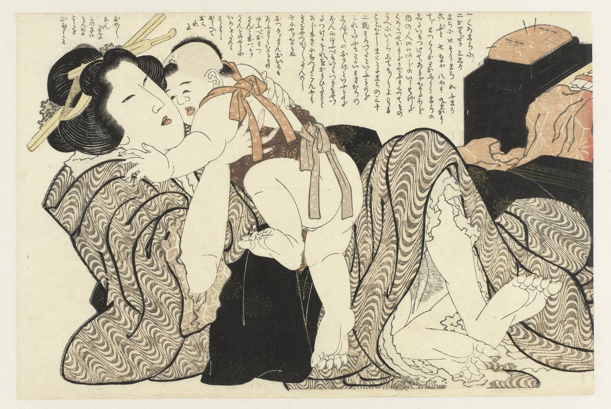 Frau mit Kind von Katsushika Hokusai