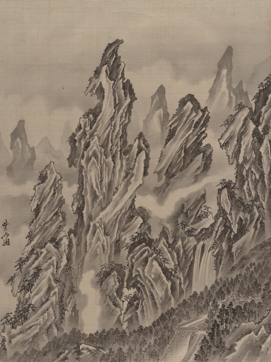 Felsige Landschaft, ca. 1887 von Kawanabe Kyosai