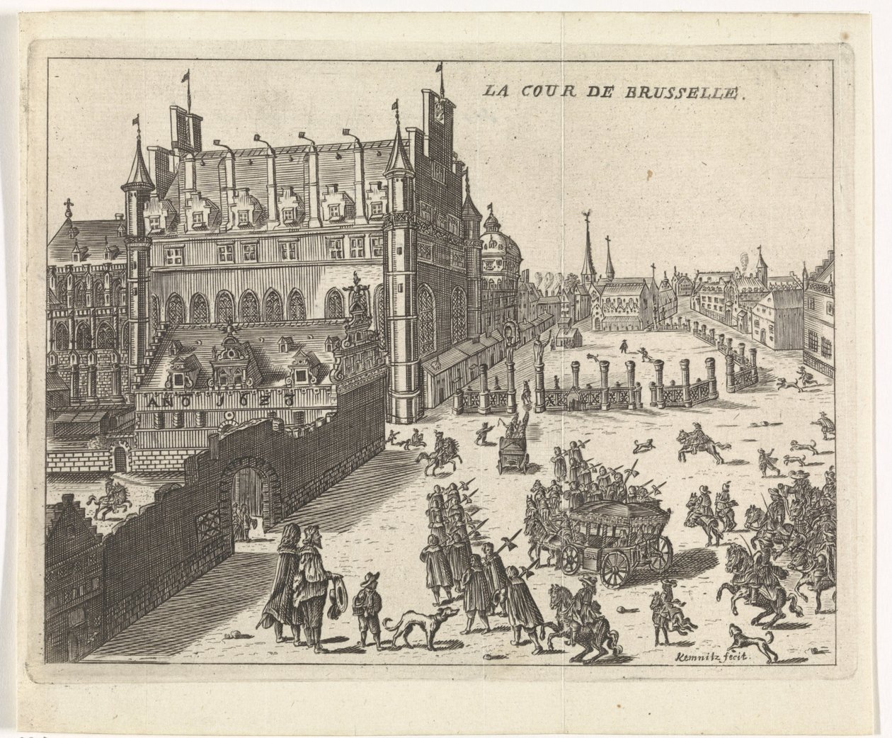 Ansicht des Hofes von Brüssel, 1673 (La cour de Brusselle) von Kemnitz
