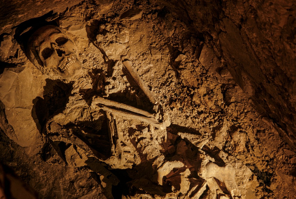 Tal der Könige; Skelett eines erwachsenen Mannes gefunden in Kammer 2 von KV 5; Nahe Luxor; Ägypten von Kenneth Garrett