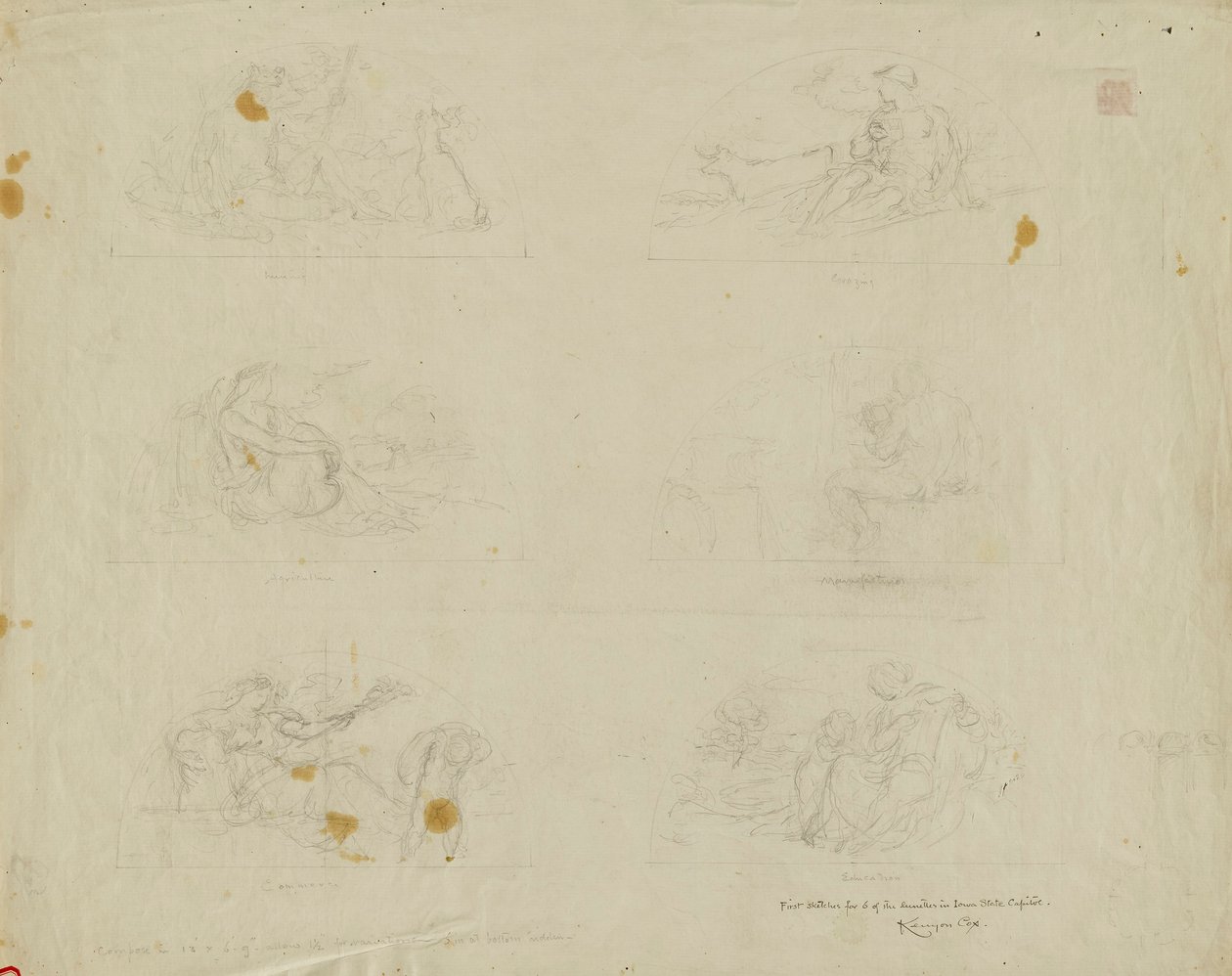 (Iowa State Capitol Rotunde) (Studie für sechs Lünetten) von Kenyon Cox