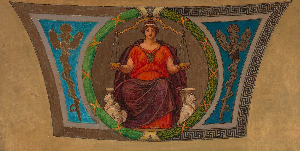 Skizze für Mosaik, Wisconsin State Capitol, "Gerechtigkeit" von Kenyon Cox