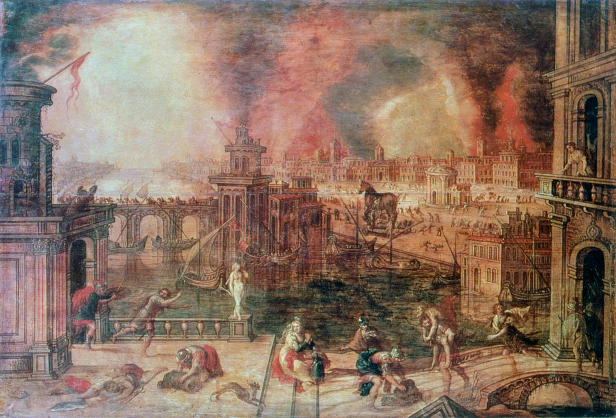 Der Brand von Troja, ca. spätes 16. Jahrhundert von Kerstiaen de Keuninck