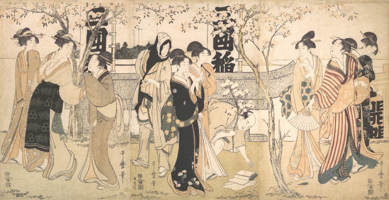 Schatzpräsentation im Mimeguri-Schrein von Kitagawa Utamaro