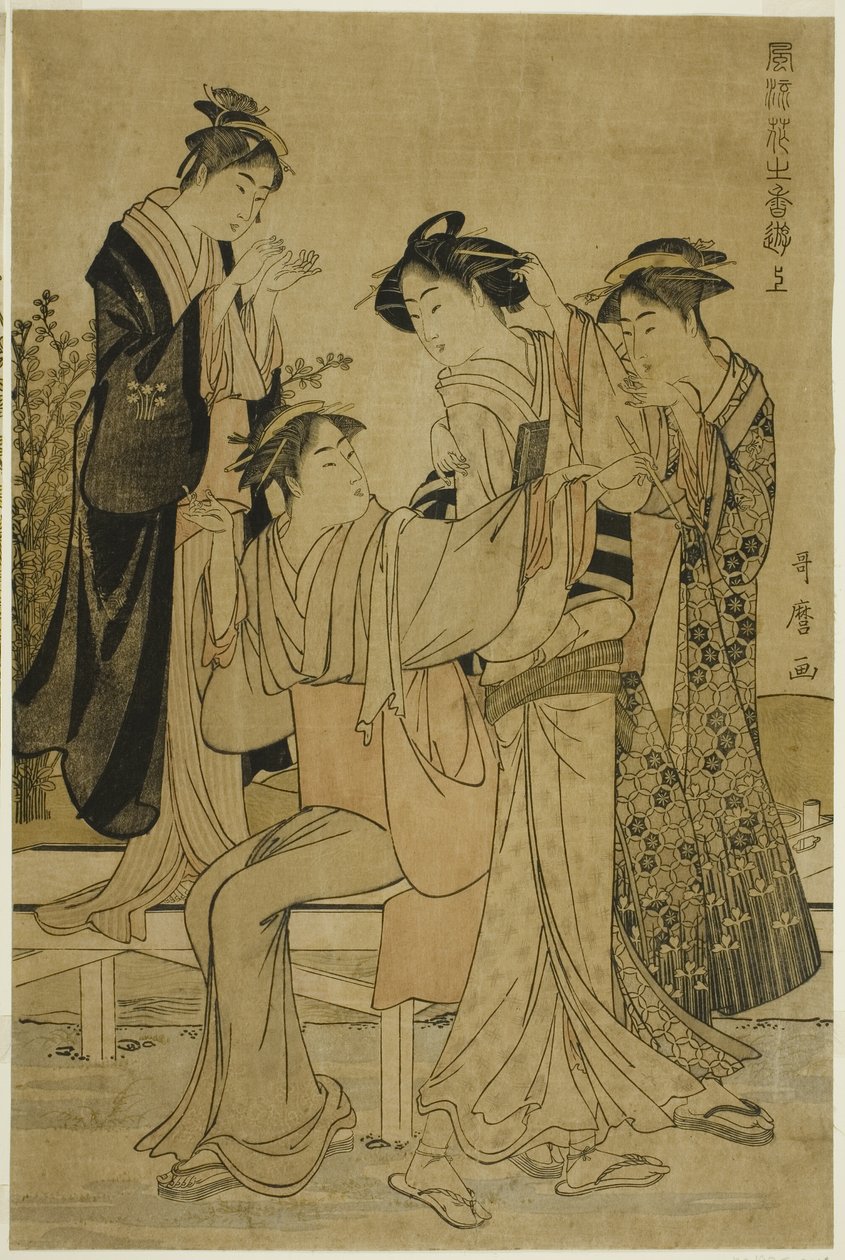 Elegante Vergnügungen: Der Duft der Blumen, rechts (Furyu hana no ka asobi, jo) von Kitagawa Utamaro