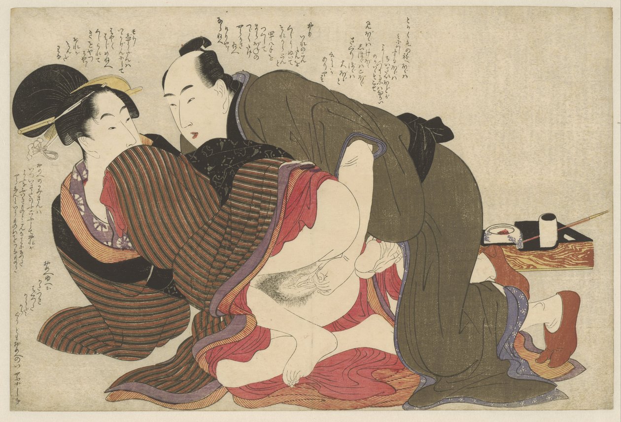 Verheirateter Mann und Witwe von Kitagawa Utamaro