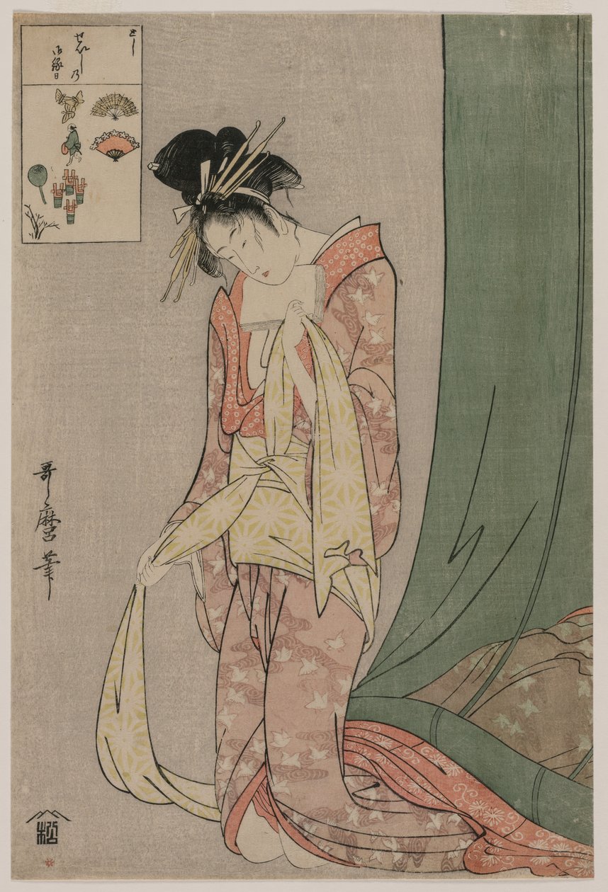 Hanaogi von Ogiya aus der Serie Bilderrätsel, ca. 1797 von Kitagawa Utamaro
