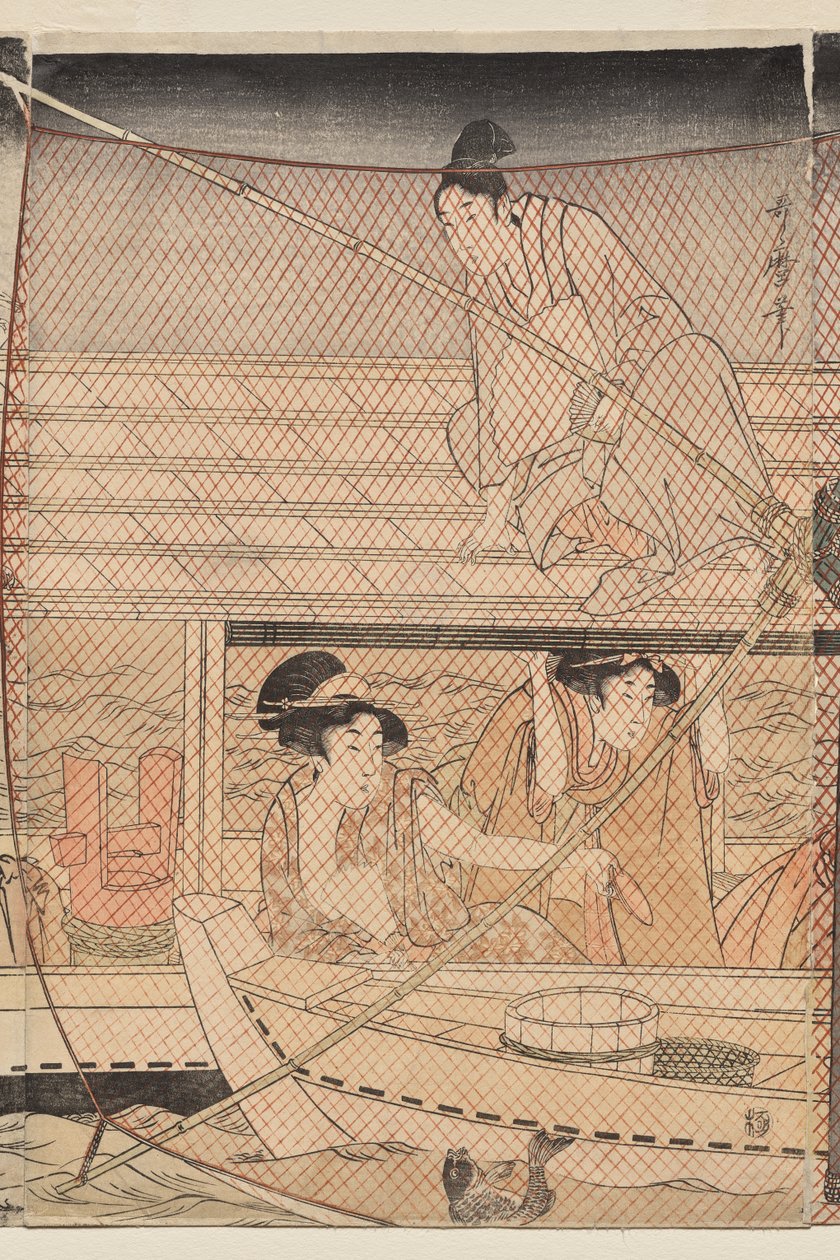 Netzfischen bei Nacht auf dem Sumida-Fluss von Kitagawa Utamaro