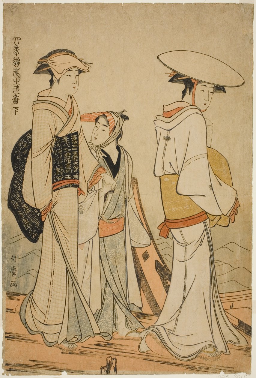 Freuden der vier Jahreszeiten: Farben und Düfte der Blumen (links) von Kitagawa Utamaro