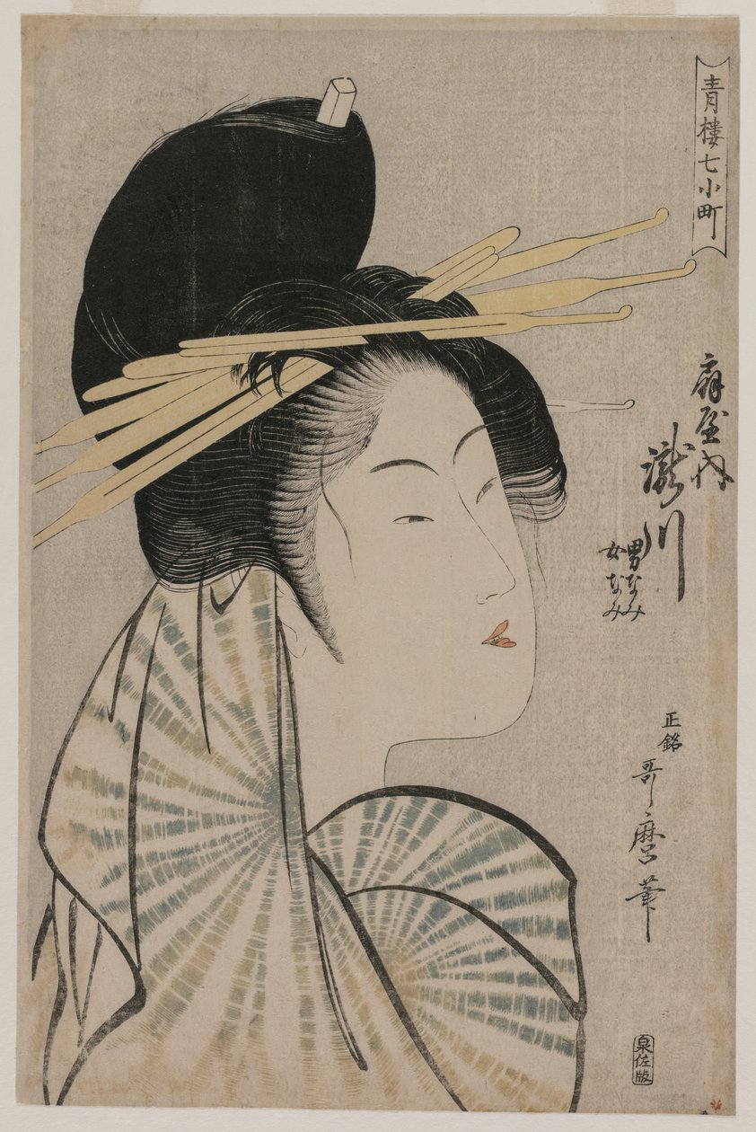 Die Kurtisane Takigawa von Ogiya (aus der Serie Sieben Aspekte von Komachi in den Grünen Häusern) von Kitagawa Utamaro