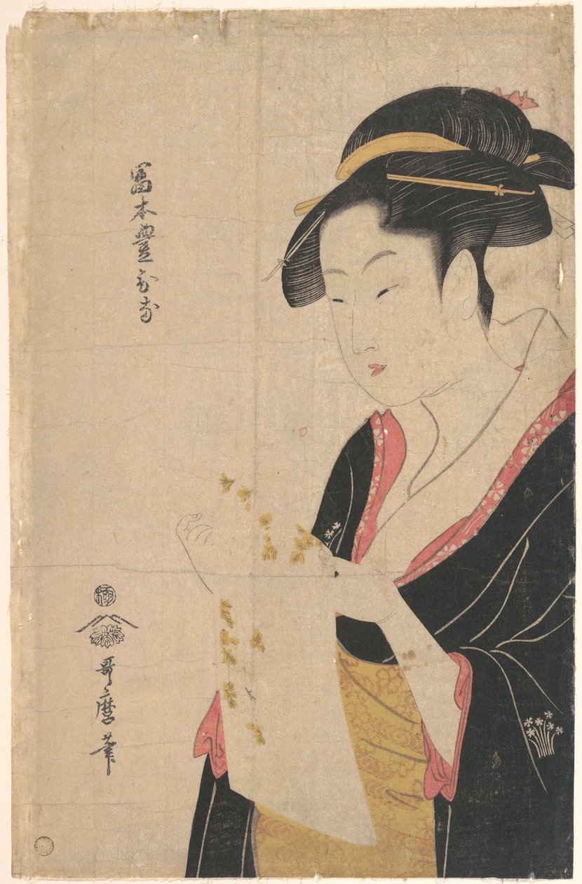 Die Dame Tomimoto Toyohina liest einen Brief von Kitagawa Utamaro