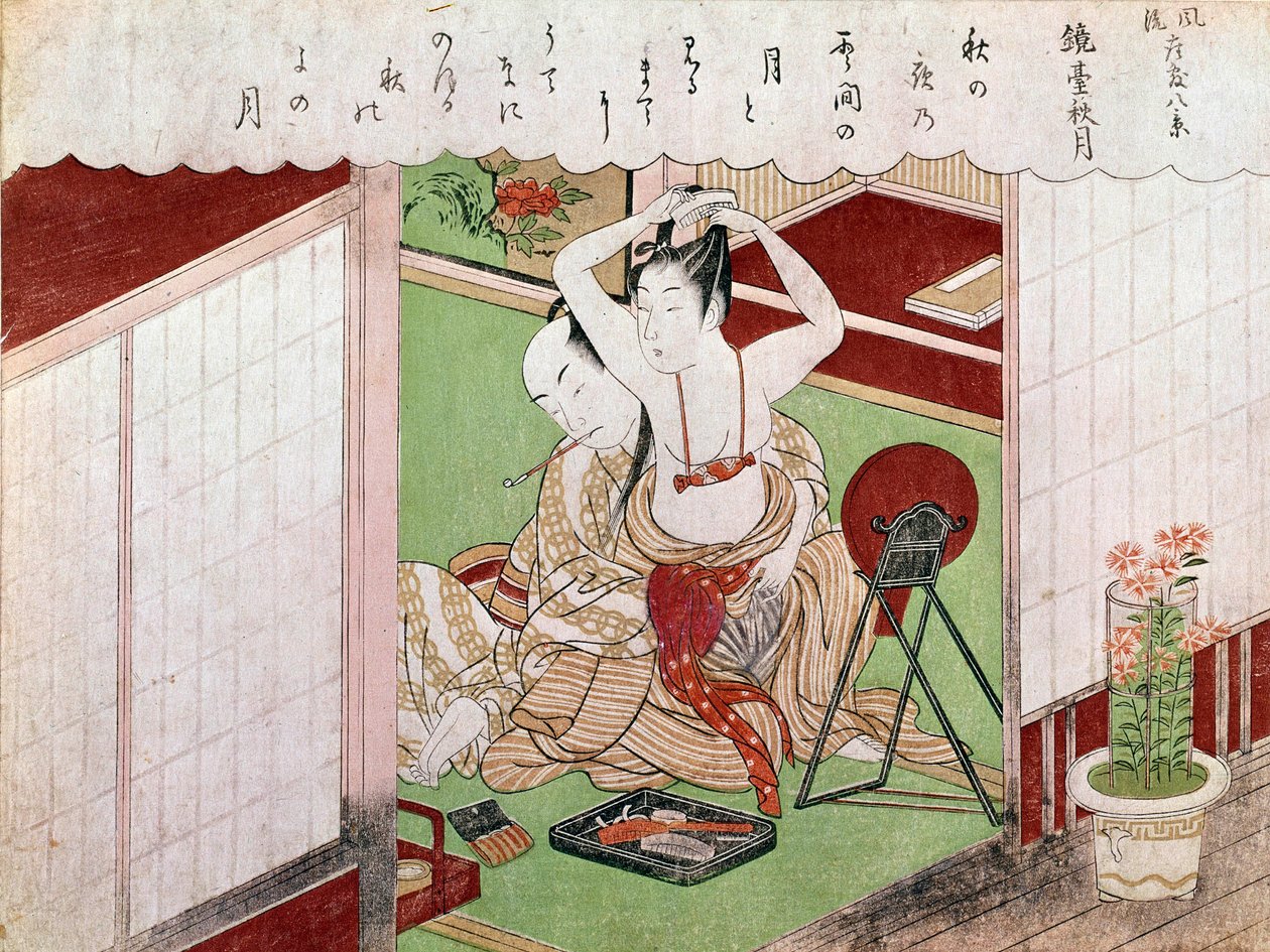 Die Toilette der Eleganten. Japanischer Druck von Utamaro Kitagawa (1794-1795) von Kitagawa Utamaro