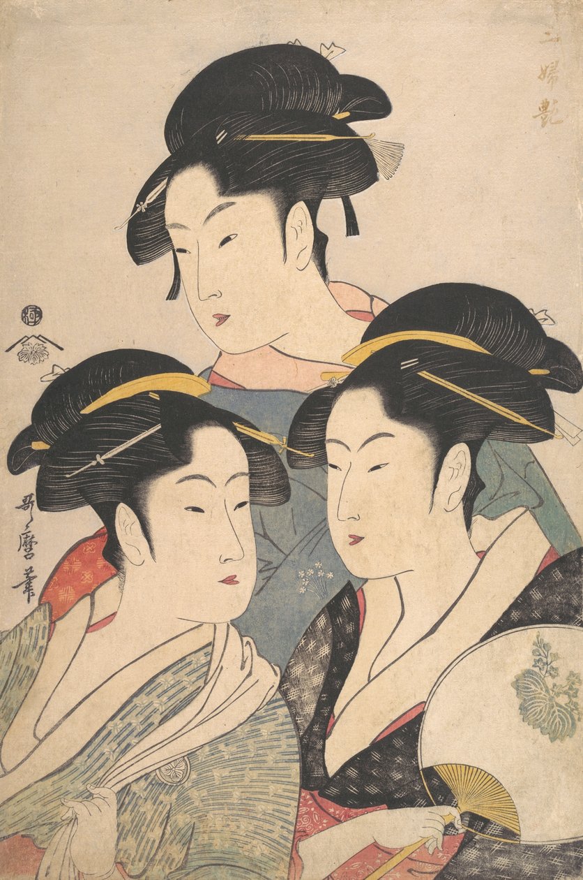 Drei Schönheiten der Kwansei-Periode, ca. 1791 von Kitagawa Utamaro