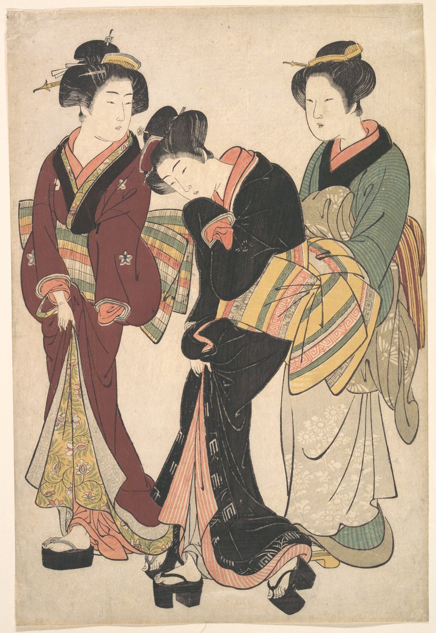 Zwei Geishas und eine Magd von Kitao Shigemasa