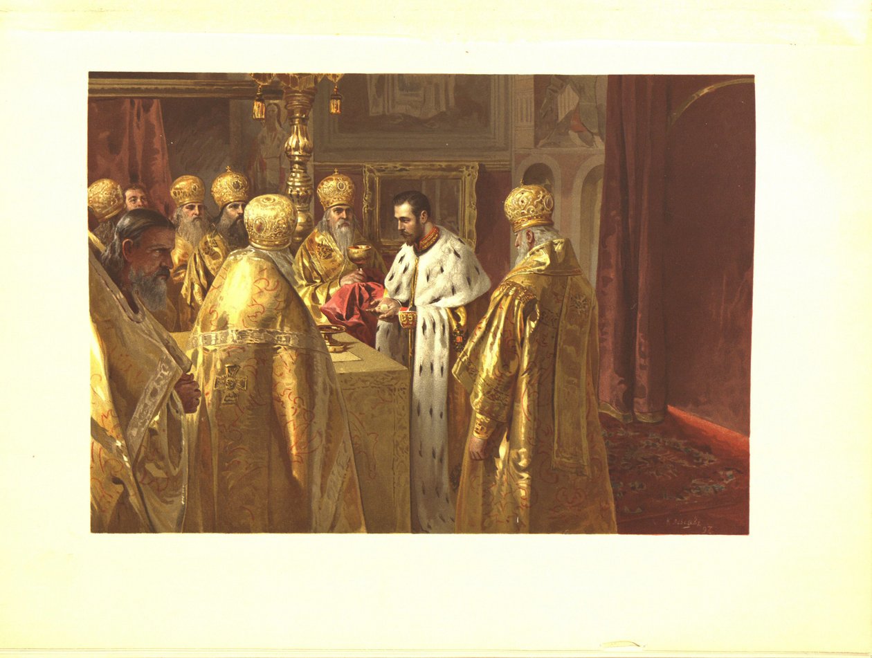 Die Krönungszeremonie von Nikolaus II. Die Eucharistie, 1899