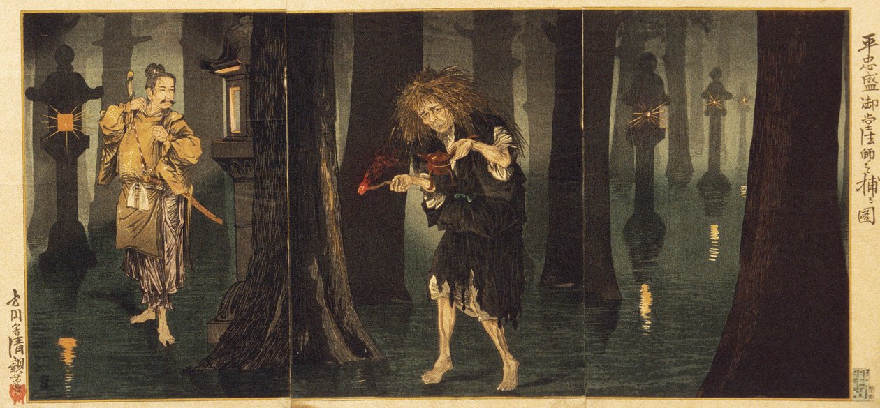 Taira no Tadamori fängt den Priester von Midō von Kobayashi Kiyochika