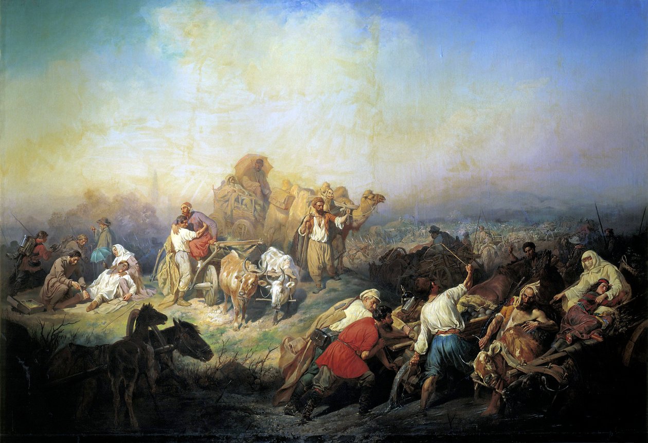 Die Militärstraße zwischen Sewastopol und Simferopol zur Zeit des Krimkrieges, 1858 von Konstantin Nikolayevich Filippov