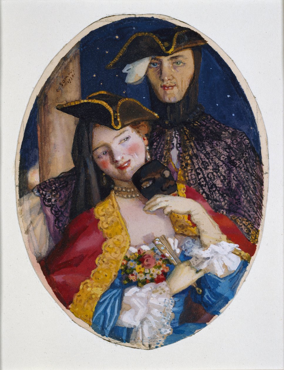 Paar verkleidet für einen venezianischen Karneval, 1930 von Konstantin Somov