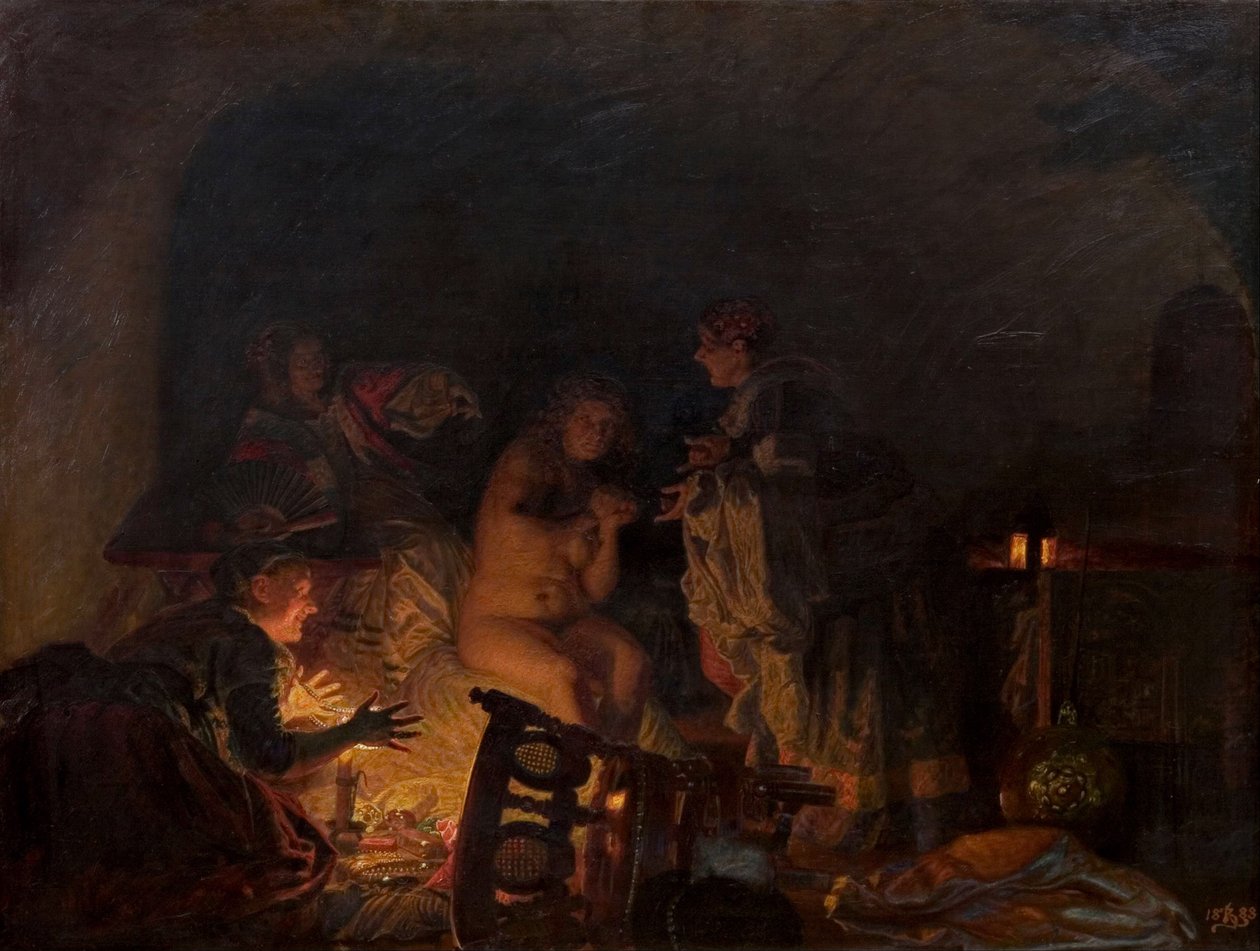 Leonora Christina entkleidet und durchsucht von Dienern der Königin Sofie Amalie, 1888 von Kristian Zahrtmann