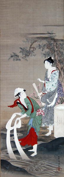 Zwei Schönheiten am Kristallfluss in Mishima von Kubo Shumman