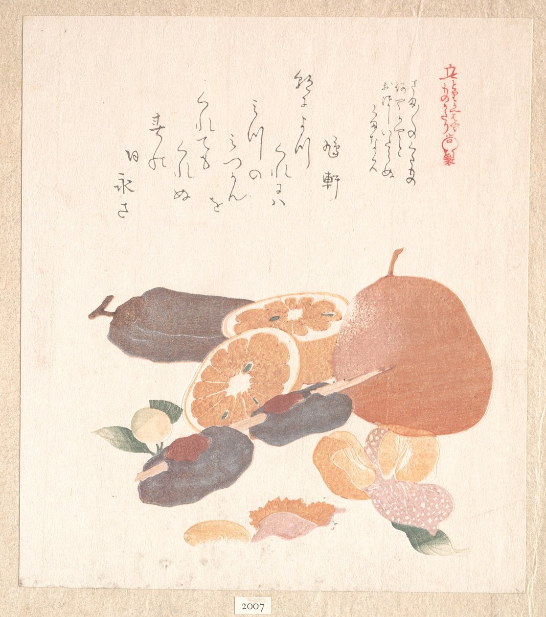 Orangen und getrocknete Kakis von Kubo Shunman
