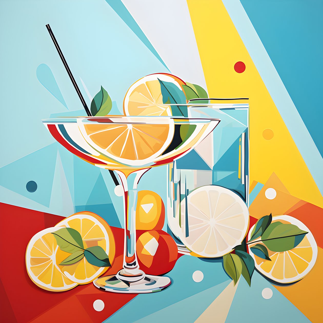 Poster von Zitronen, Cocktails mit Zitronen, Minze von Kurt Heppke