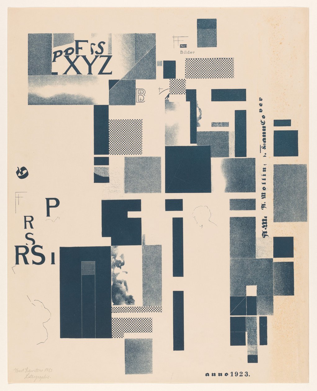 Komposition mit typografischen Elementen von Kurt Schwitters (signed by artist)