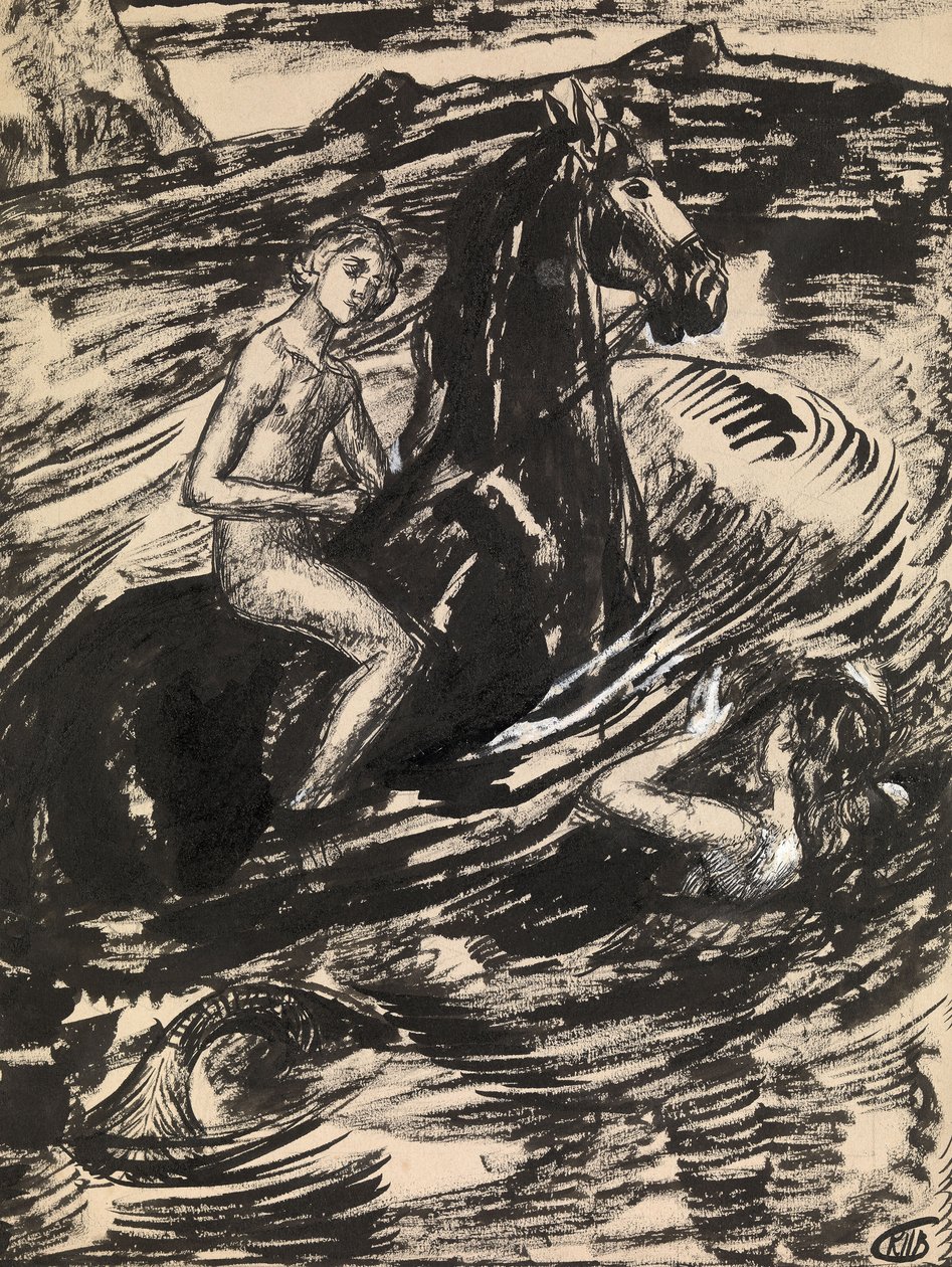 Illustration für Die Prinzessin der Flut von Mikhail Lermontov von Kuzma Sergeevich Petrov Vodkin