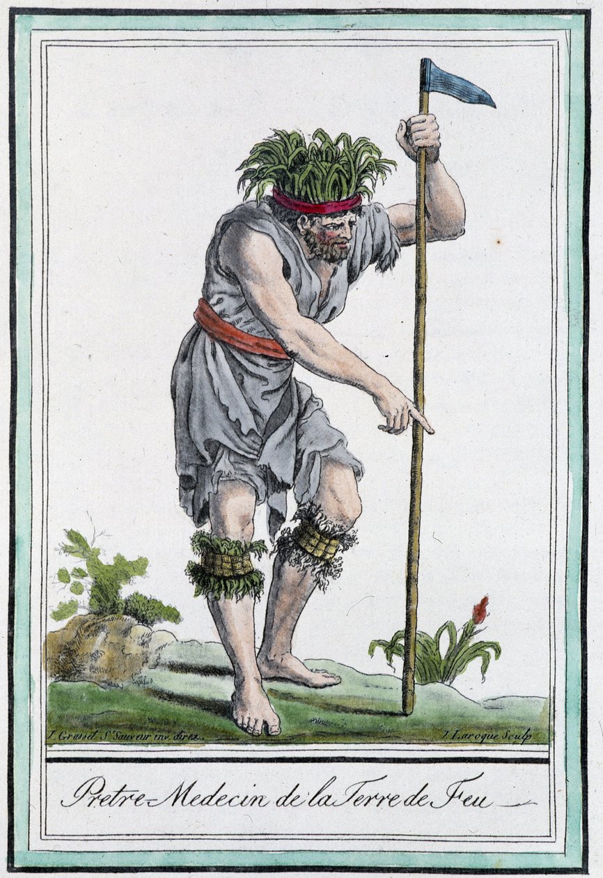 Priester und Arzt aus Feuerland (Chile) - in „Enzyklopädie der Reisen“ von J. Grasset St Sauveur von L.F. Labrousse