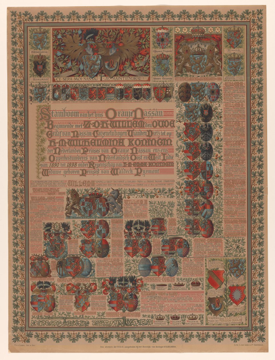 Stammbaum des Hauses Oranien-Nassau von L. van Leer