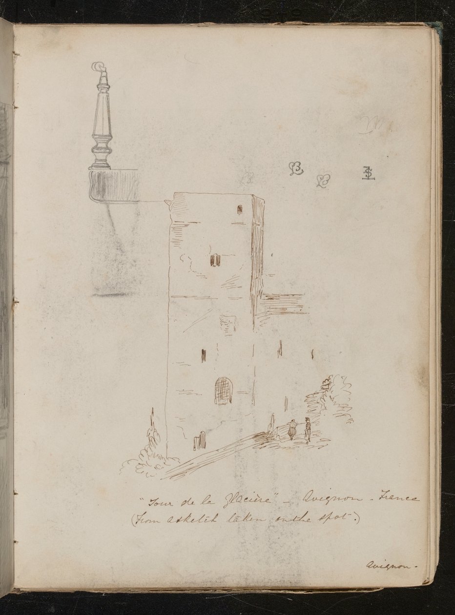 Studie eines Tischbeins, architektonische Studie, ?Tour de la glacine - Avignon - Frankreich von Lady Butler