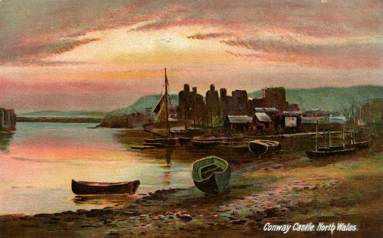 Conway Castle, Caernarvonshire, Nordwales, spätes 19. oder frühes 20. Jahrhundert von Langsdorff and Co