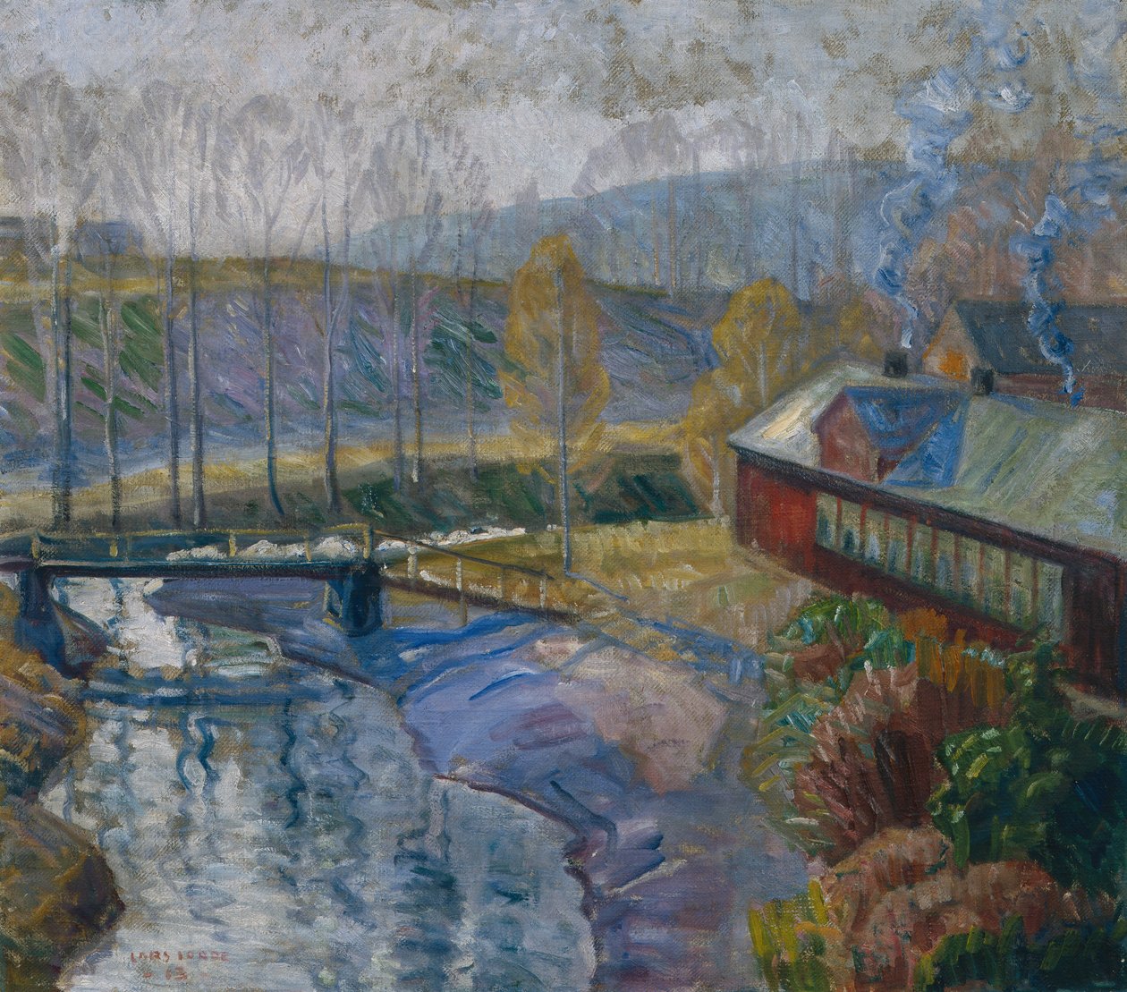 Landschaft mit Haus und Fluss von Lars Jorde