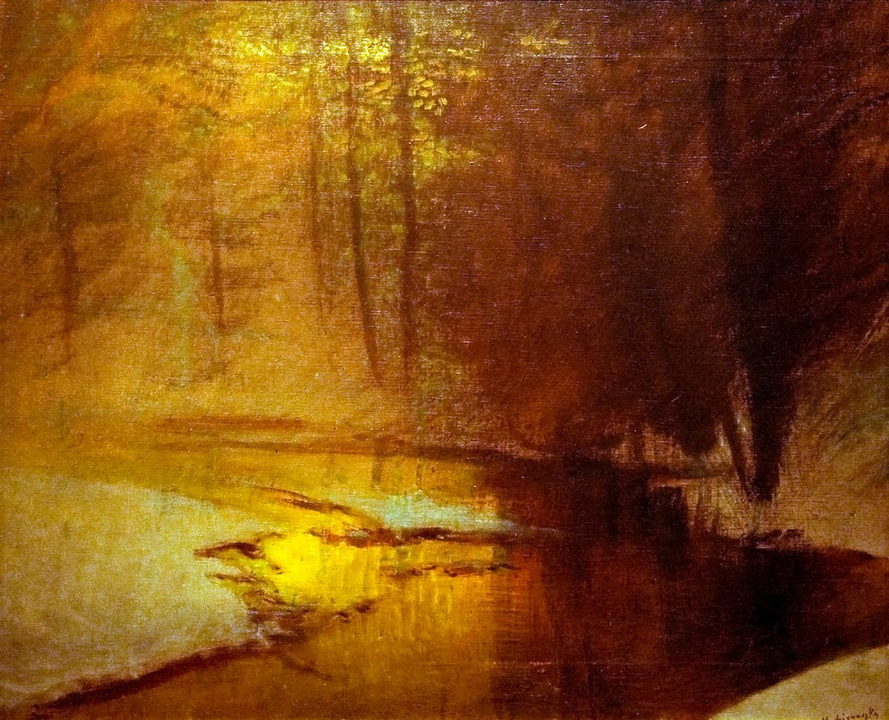 Goldene Lichter im Winterwald von Laszlo Mednyanszky