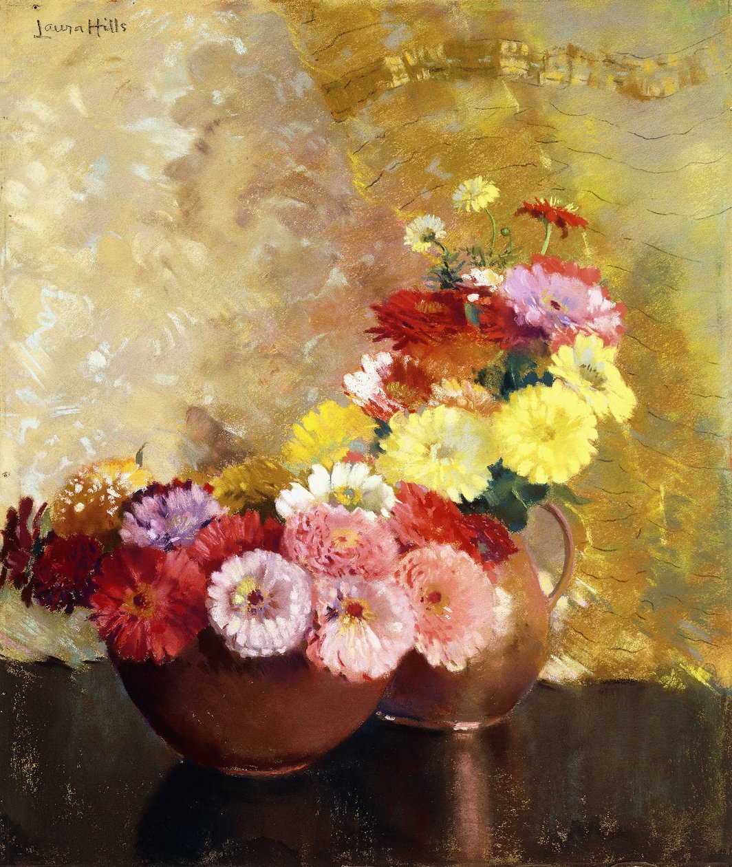 Zinnien und Kupfer von Laura Coombs Hills