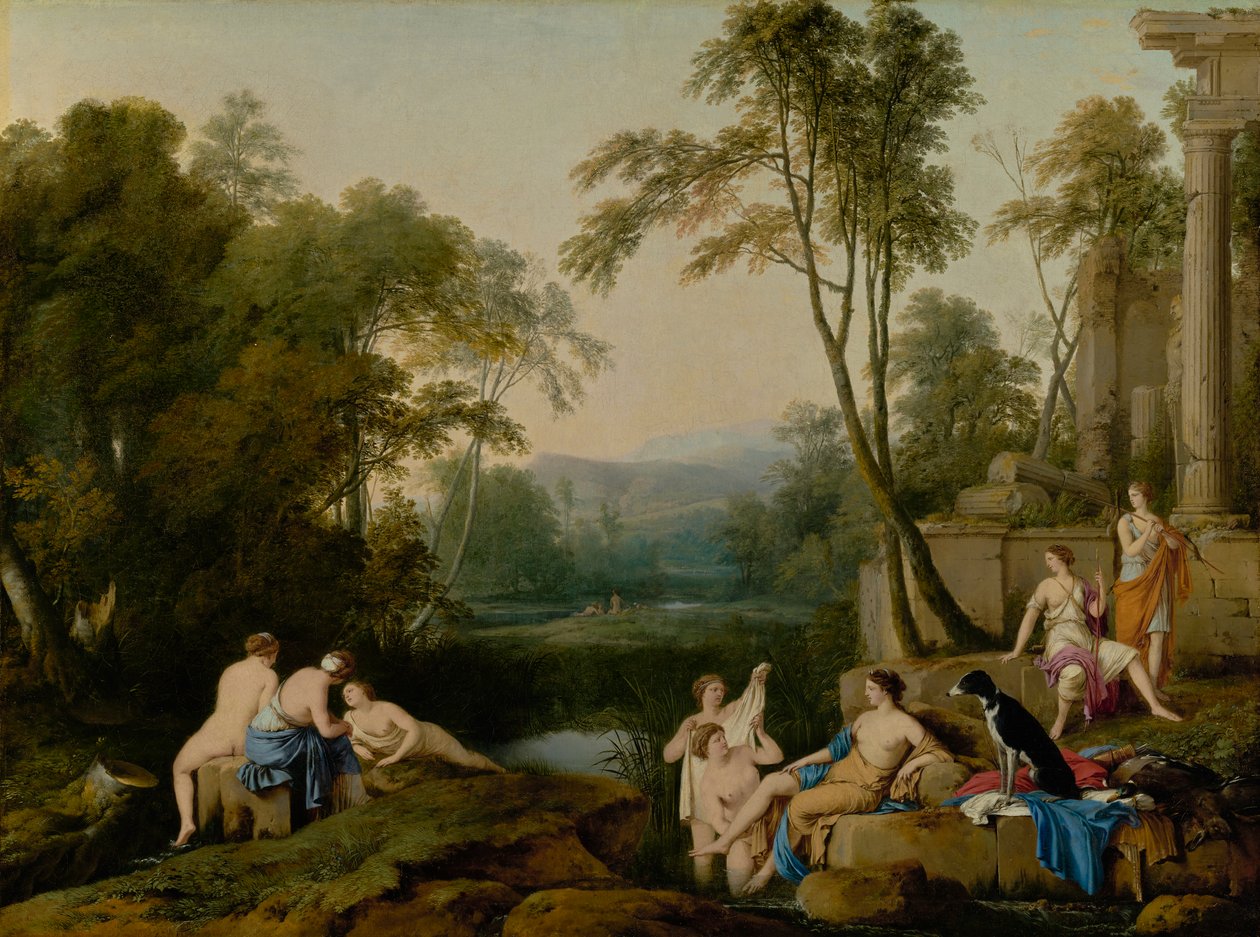 Diana und ihre Nymphen in einer Landschaft von Laurent de la Hyre