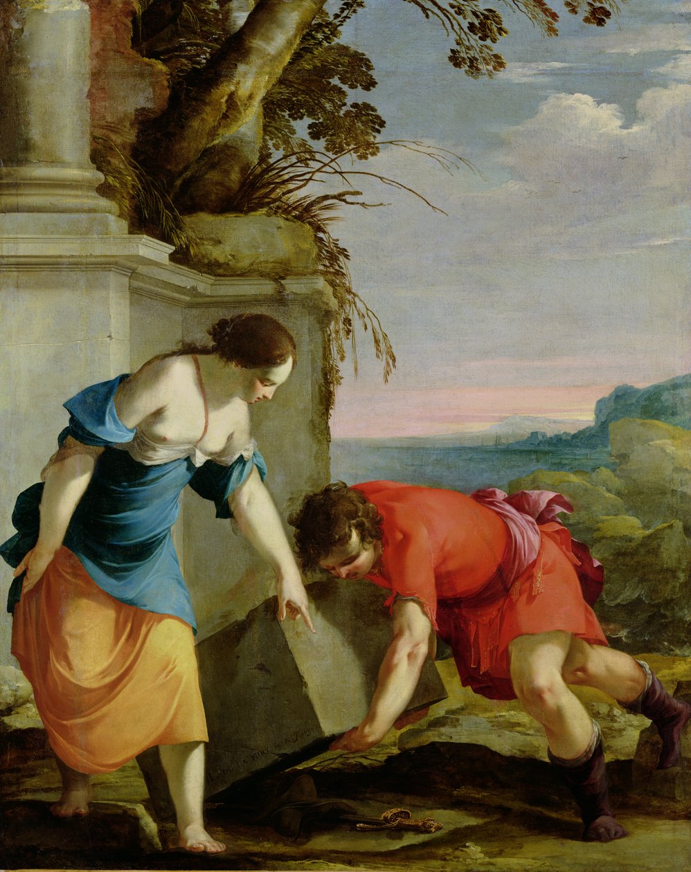 Theseus findet das Schwert seines Vaters, 1634 von Laurent de la Hyre