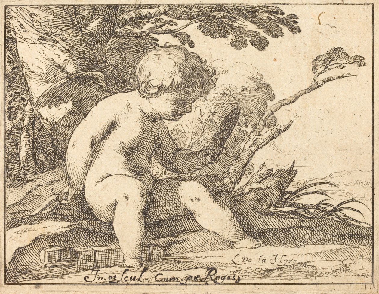 Amor schaut in einen Spiegel von Laurent de la Hyre